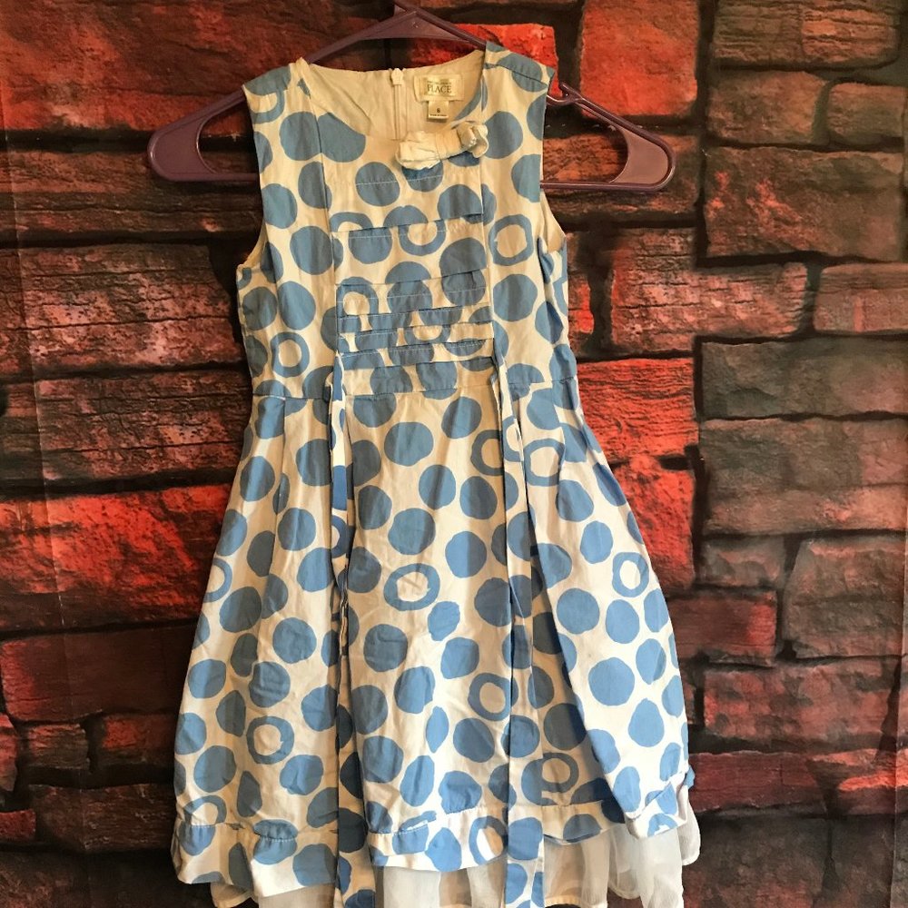 Children's Place Blue Polka Dot Dress Girls SZ6